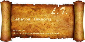 Lakatos Taksony névjegykártya
